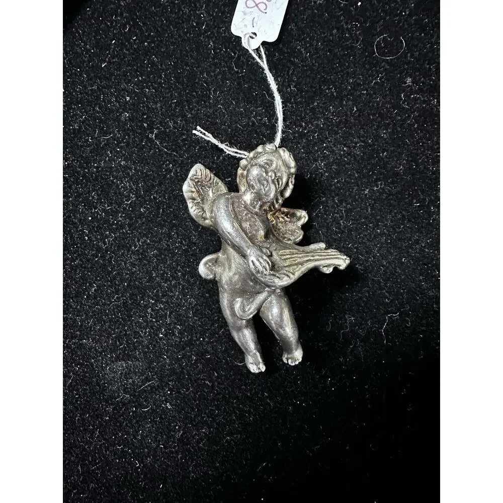 Vtg Signed Sam Philipe Cherub Mandolin‎ Pendant Brooch 12g Sterling Silver 925